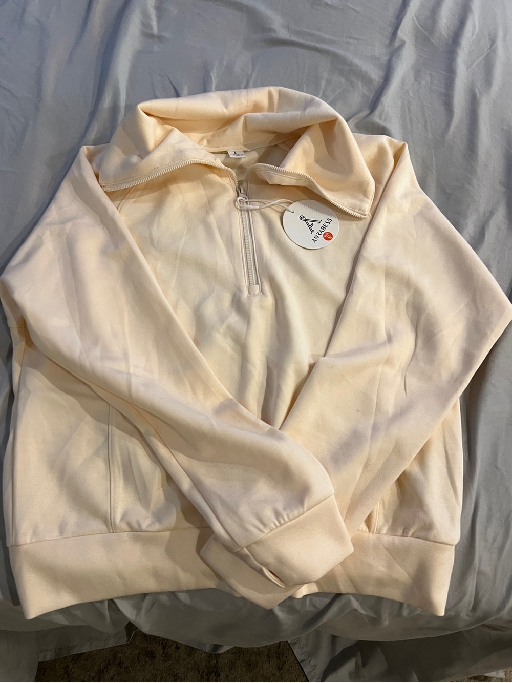 Cream Half-Zip Pullover Sweater